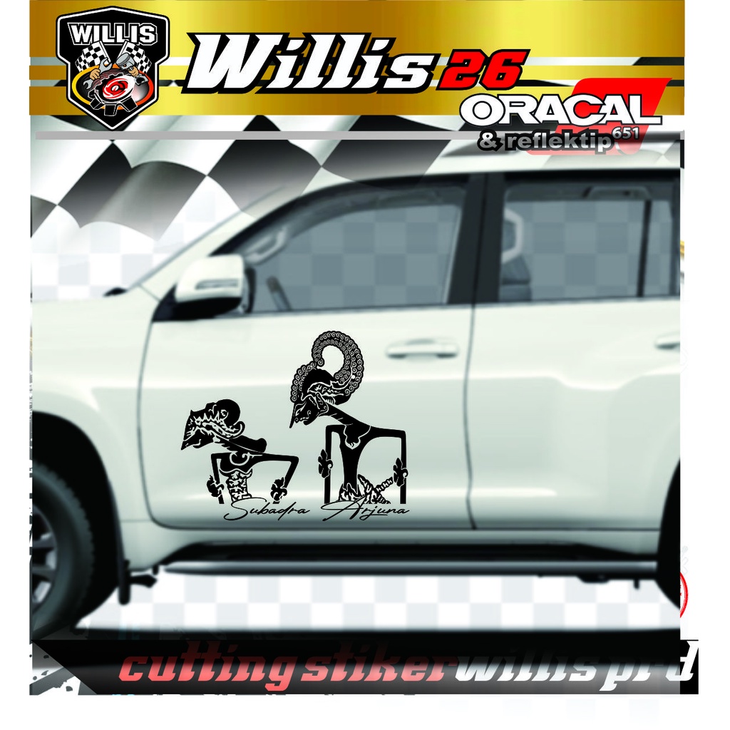 Stiker Cutting Mobil Wayang dewi subadra arjuna