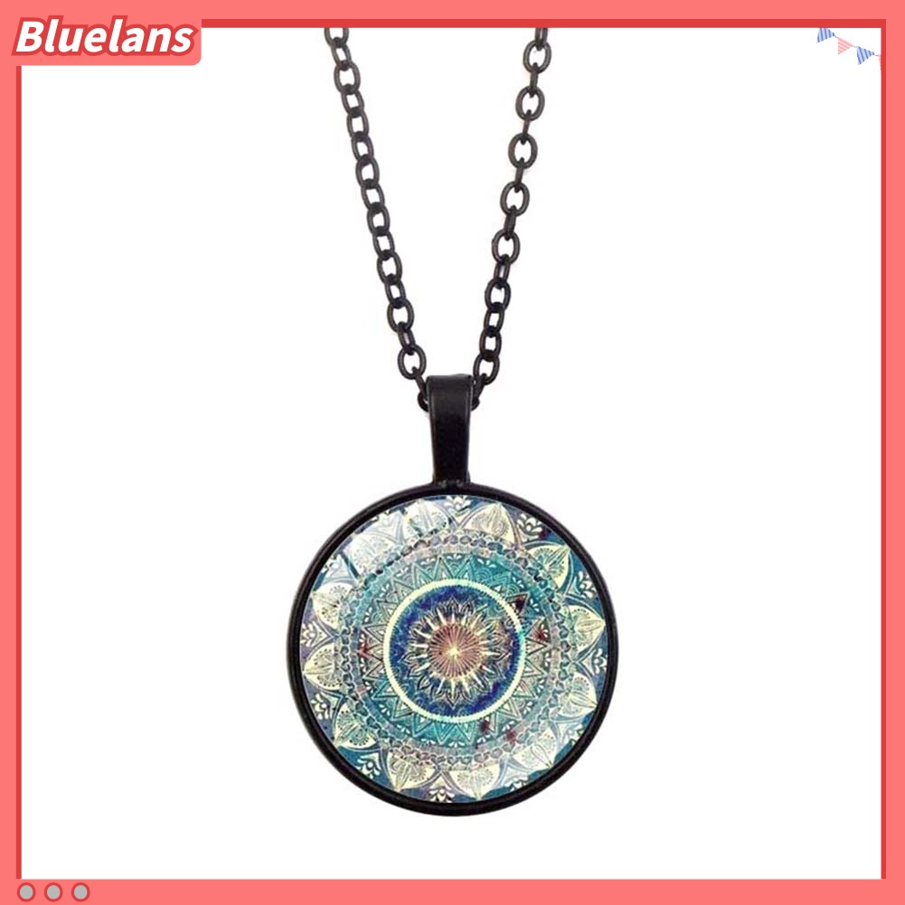 Bluelans Vintage Women Glass Cabochon Pendant Long Chain Mandala Necklace Jewelry Gift