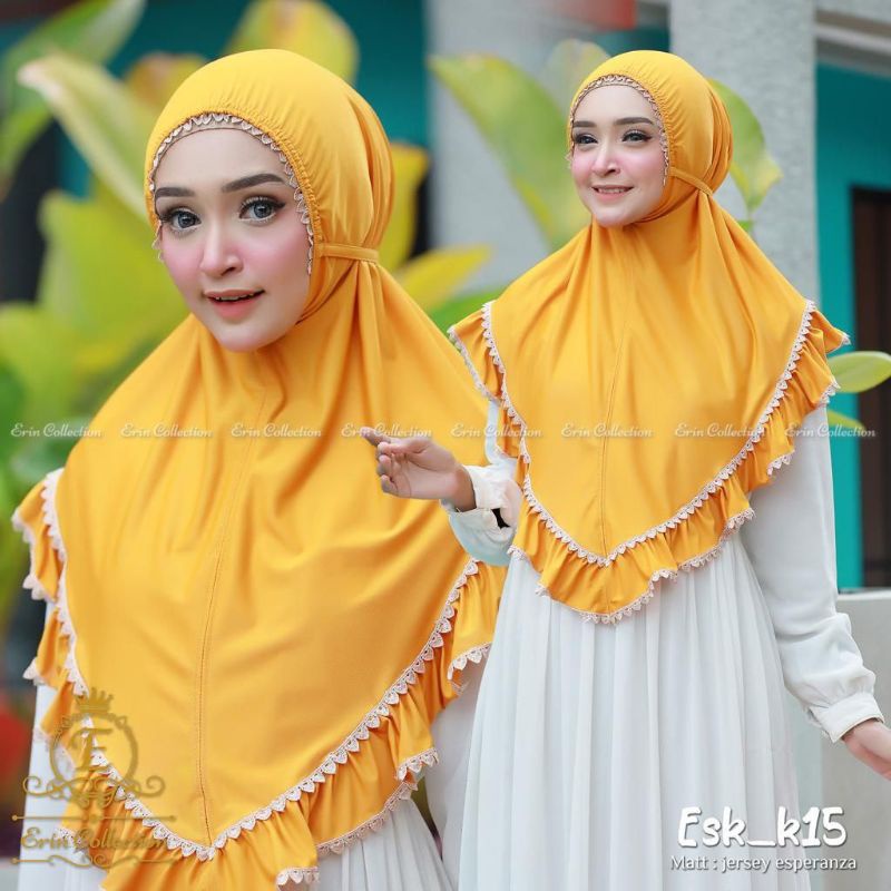 NASIFA ORI Erin Hijab Instan Jersey Super Premium Kerudung Bergo Kerut Renda Terbaru