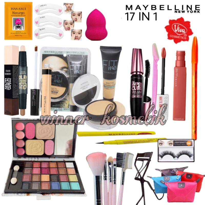 Paket Makeup Maybelline Super Komplit Isi 17 in 1 Lebih Hemat