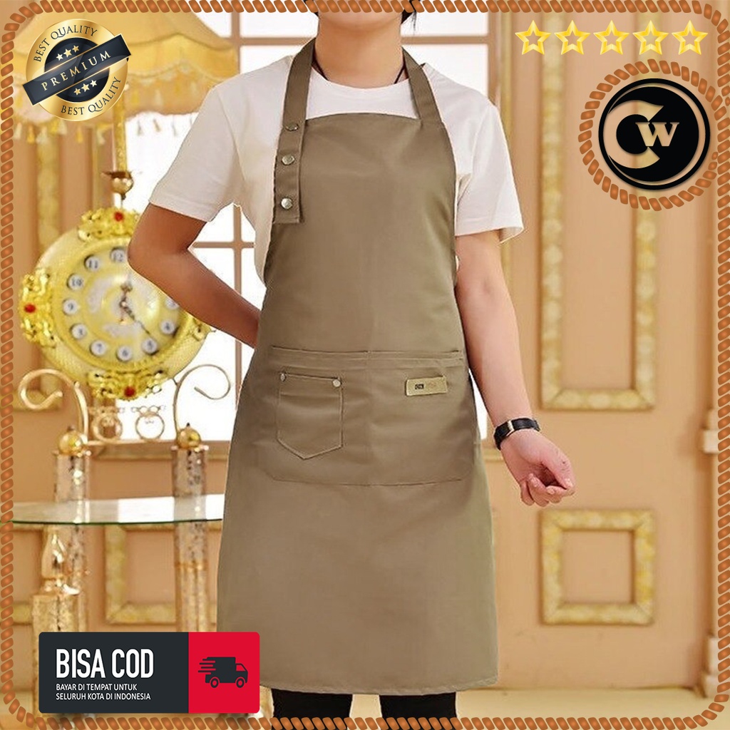 Apron Celemek Barista Korean Style Pria Wanita Celemek Dapur Masak Bahan Canvas