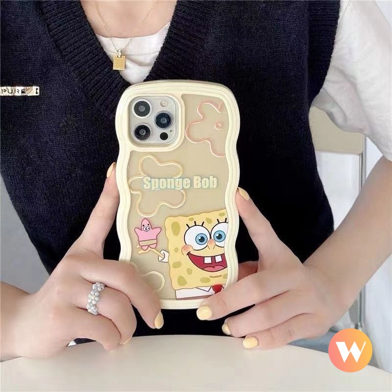 Casing Samsung A04s A32 A03 A50 A52s M12 A04 A30 A02s A21s A22 A50s A51 A13 A12 A23 A20s A20 A03s A30s A11 A52 A31 M22 Soft Tpu Kartun Lucu Patrick Star Sponge Bob Wavy Edge Cover