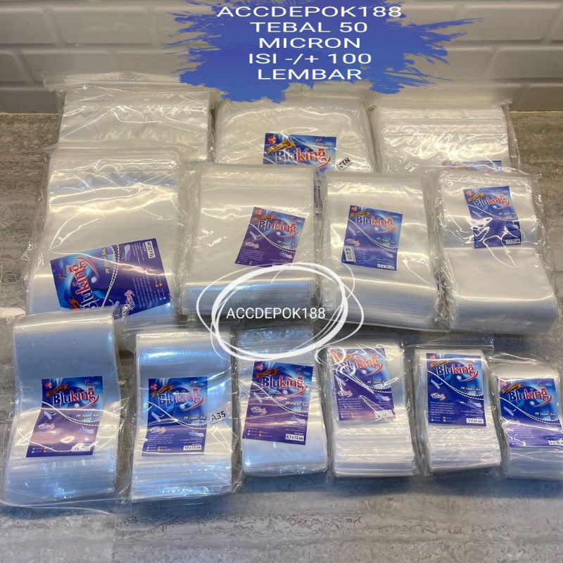 PLASTIK PP KLIP SNACK ZIPLOCK 7X10 CM MEREK BLUKING ISI 100 LEMBAR TEBAL 50 MICRON