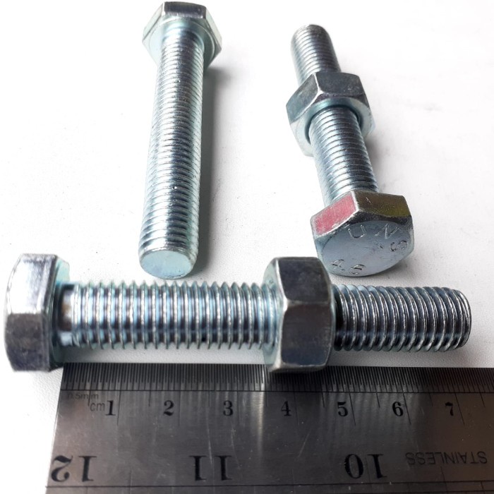 BAUT M12X70 PANJANG 7CM / BAUT MUR PUTIH KUNCI 19