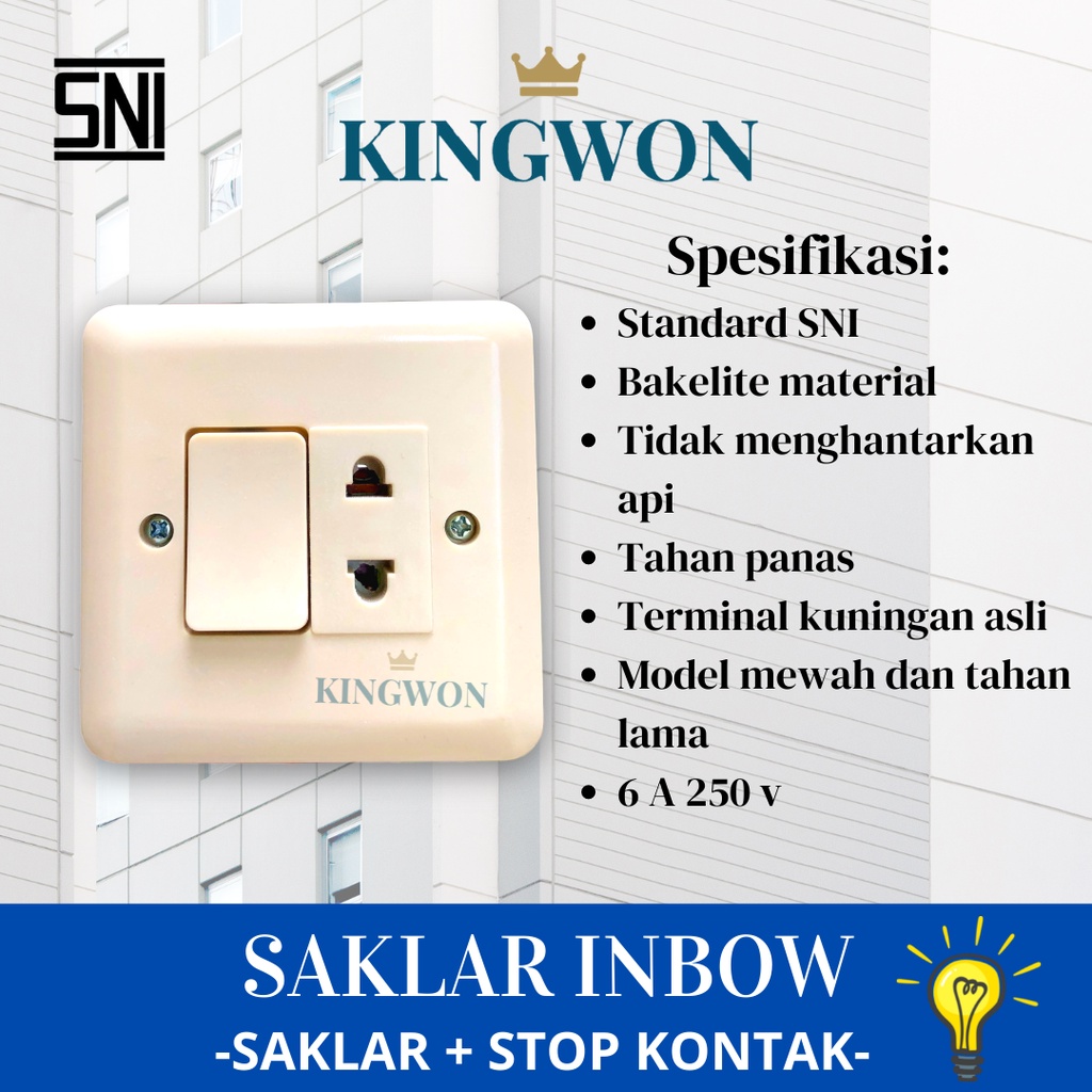 SAKLAR INBOW (IB) STOP KONTAK+SAKLAR SINGLE SWITCH SAKLAR LAMPU