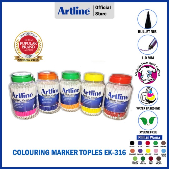 

[BISA COD] SPIDOL ARTLINE DRAWING NON PERMANENT MARKER TOPLES EK-316 - Merah