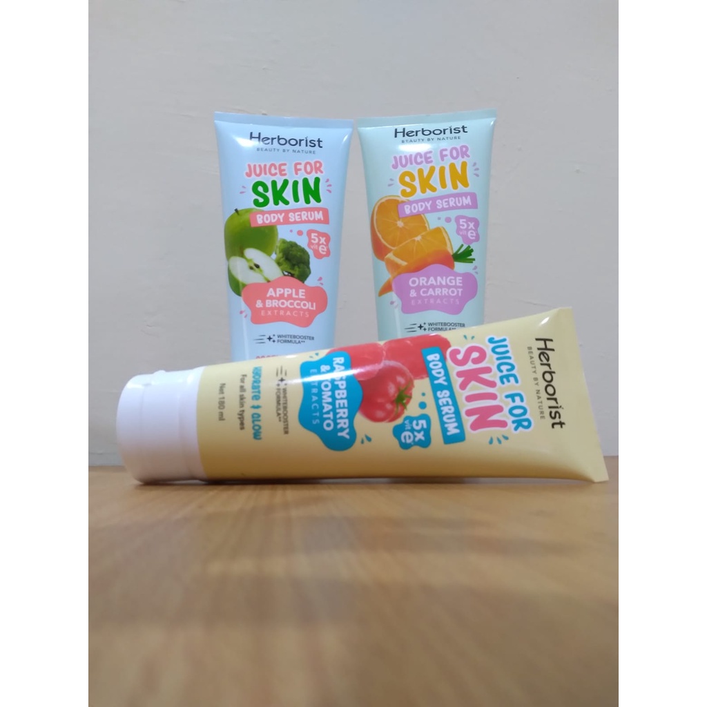 (Paket Hemat Dapat 3) Body Serum Herborist Juice For Skin 180ml/Paket Hemat (Body Serum,Exfoliating,Face Scrub)/Herborist Exfoliating Gel Scrub 150ml/Herborist Juice For Skin Face Scrub 60ml