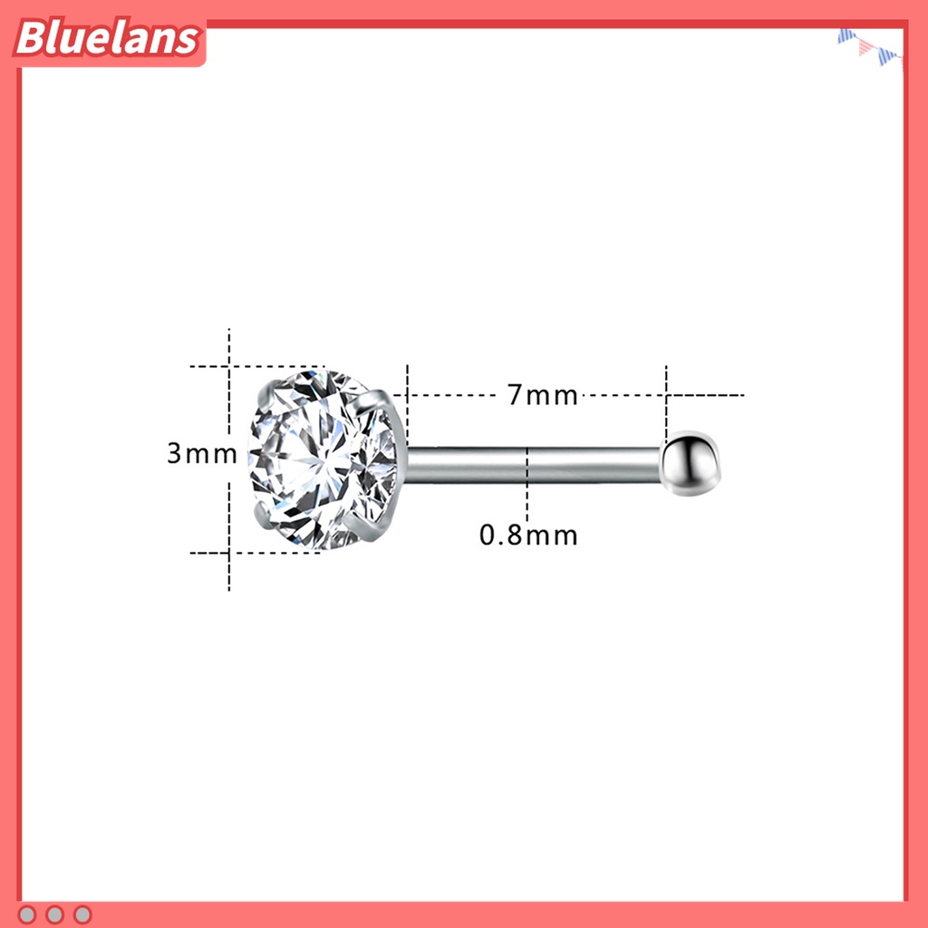 3pcs Cincin Hidung Bahan Stainless Steel Bentuk Bintang Hati Aksen Cubic Zircon Untuk Pesta