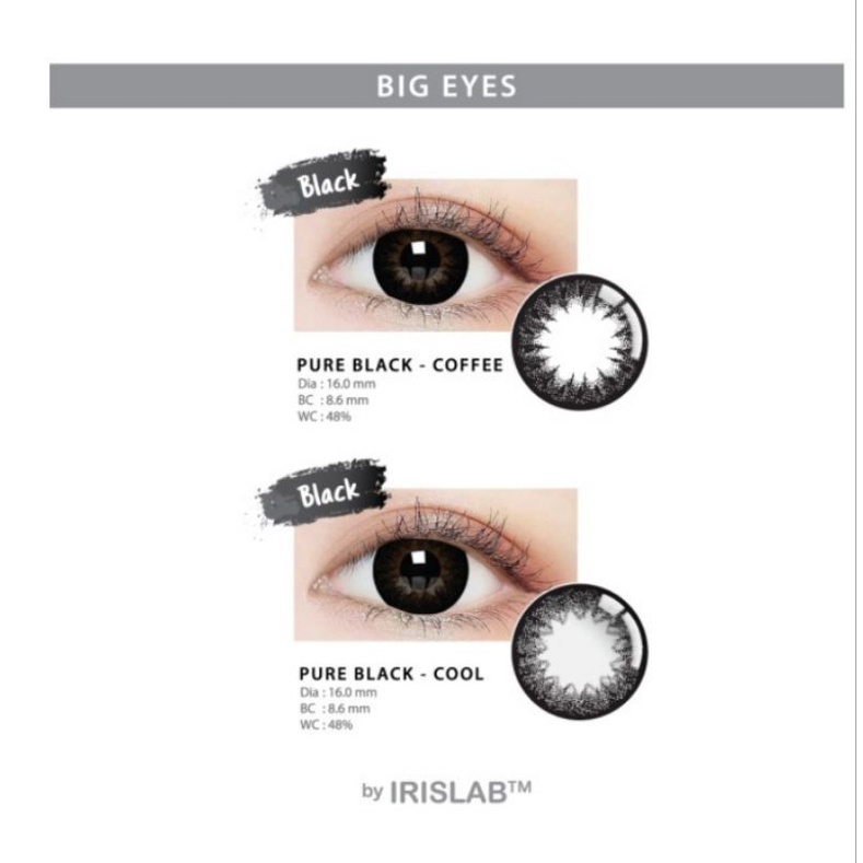 Pure Black Softlens Warna Ukuran Normal Sampai -6.00