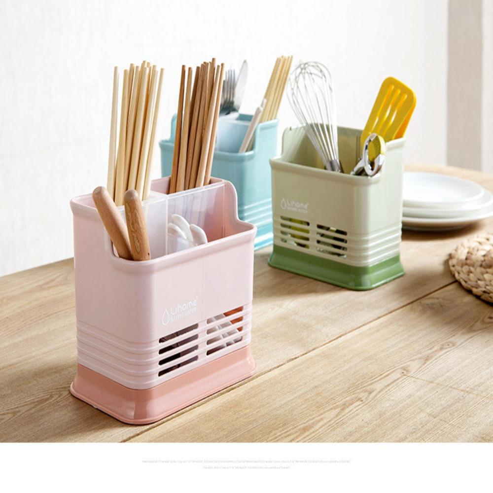 R-FLOWER Tempat Sendok Sumpit Garpu Multifungsi Alat Dapur Rumah Drain Storage Rack Pen Box Cutlery Holder