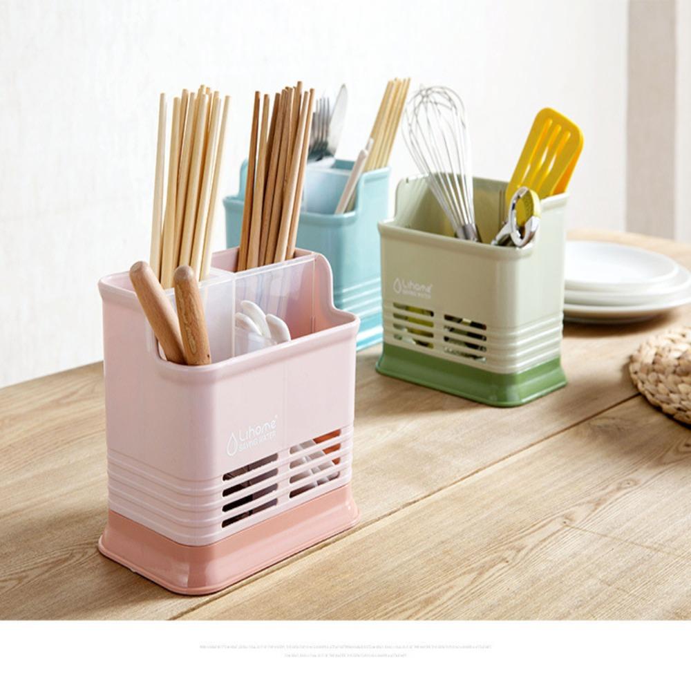 R-FLOWER Tempat Sendok Sumpit Garpu Multifungsi Alat Dapur Rumah Drain Storage Rack Pen Box Cutlery Holder