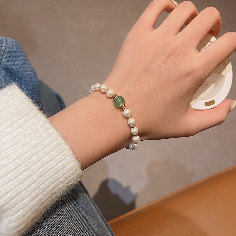 Gelang Mutiara Chalcedony Hijau Untuk Wanita