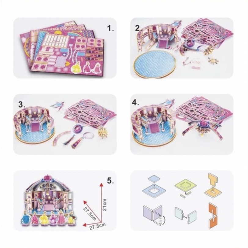 Mainan 3D Puzzle Clever dan Happy Leer Princes Lengkap Dengan Buku Panduan Versi Barbie Mainan Edukasi Anak Puzzle 3D Miniatur