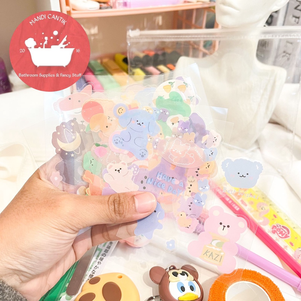 

HJK Pouch Set alat tulis sticker pensil gantungan kunci pulpen pena pensil penggaris sekolah sticky