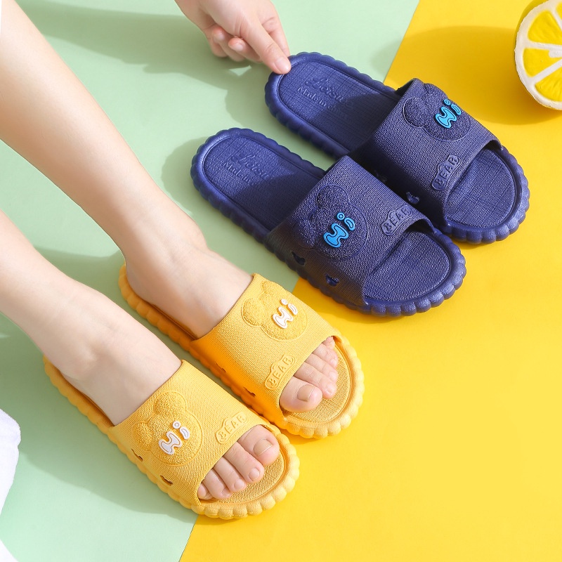 Tmall88 Sandal Slop Jelly Karet Wanita Motif Hi-BEAR Timbul Simple Trendy