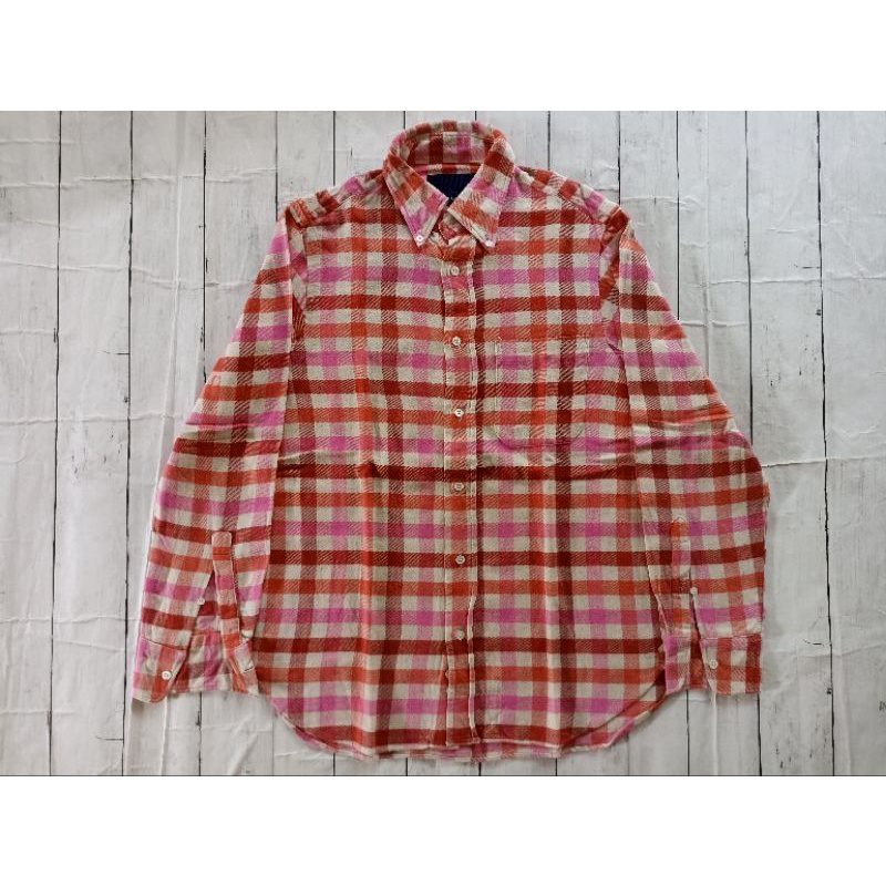 Flannel Shirt - Ships Sz M Square Pattern Kemeja Casual Pria Wanita Motif Kotak Kotak Bahan Flanel F
