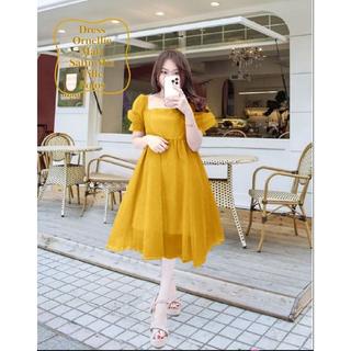 Terbaru Viral Mini Dress Wanita Puffy Ornellie All Size/Gaun Pesta Dan Natal Wanita Remaja Terkini Korean Matt Satin Velvet Mix Tille Polos