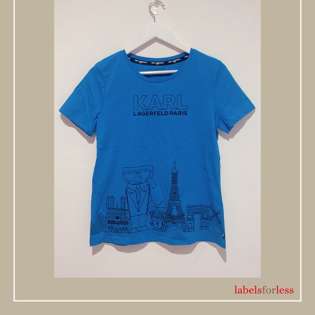 Karl Lagerfeld Paris Blue Outline Logo Tee
