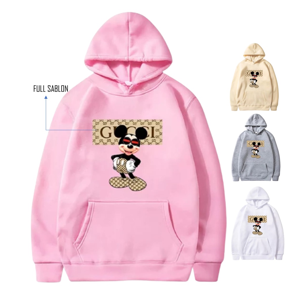 sasuke.id / Hoodie Jumper Mickey Mouse Pink ReadySize M-XXL Unisex Pria dan Wanita Terbaru