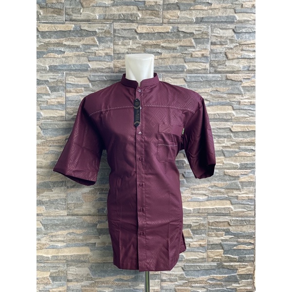 Big size koko sultan embos pria lengan pendek baju koko al wafa thobe