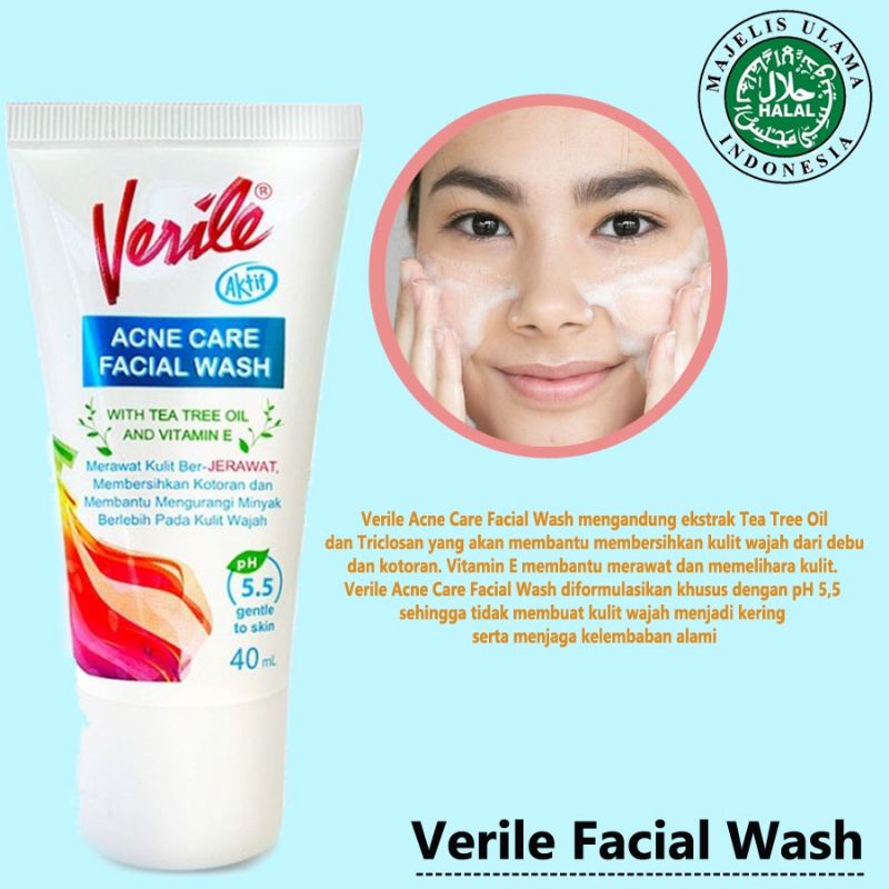 Verile Acne Care Face Wash 40gr- Pembersih Wajah