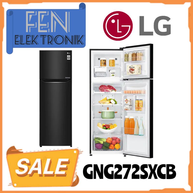 Kulkas 2 pintu LG GNG272SXCB kulkas smart inverter GNG272SXCB lemari es Door Cooling+ LG GNG272 272S