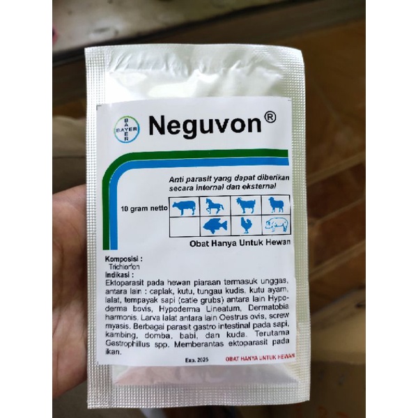 NEGUVON 10gr sachet/ OBAT KUTU UNTUK SAPI DAN KAMBING anti parasit/ AMPUH AMAN CEPAT ATASI KUTU PADA