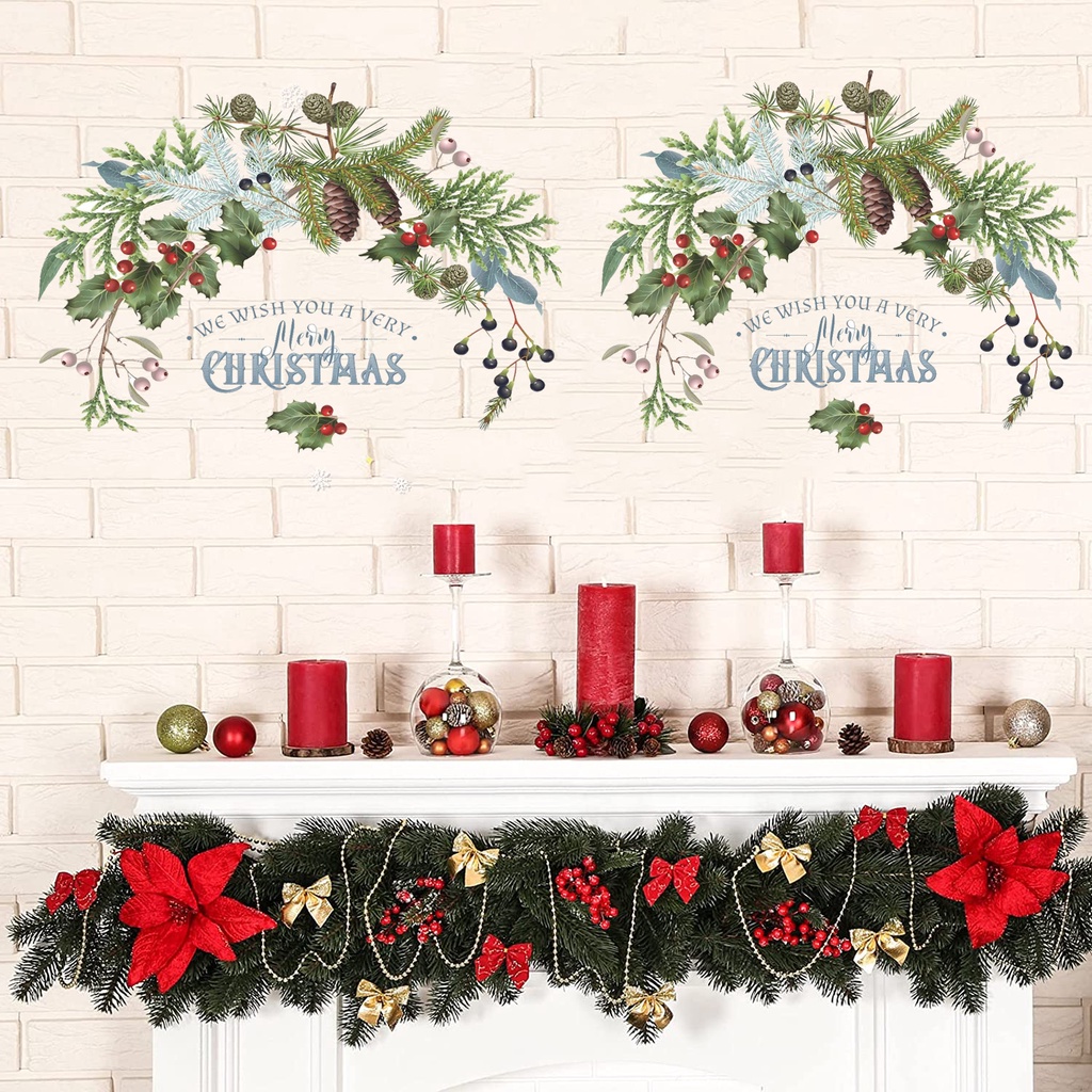 Diy Dekorasi Pesta Natal Props Simple Style Christmas Sticker  Stiker Biji Pinus Merry Christmas Liontin Natal Dua Sisi