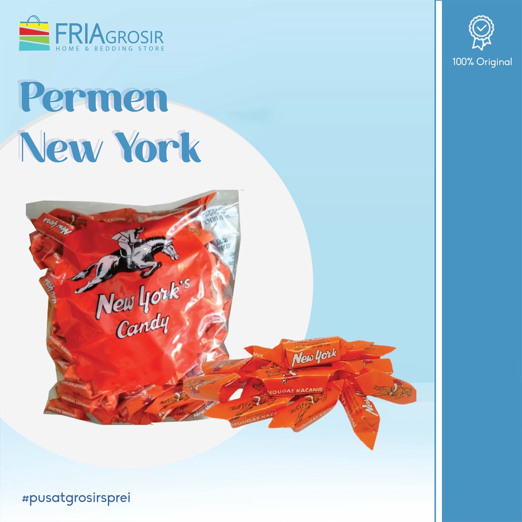 (FreeOngkir) NEW YORK CANDY DURIAN DAN KACANG - PERMEN NOUGAT 1000 GRAM / 1 KG Halal Terpopuler