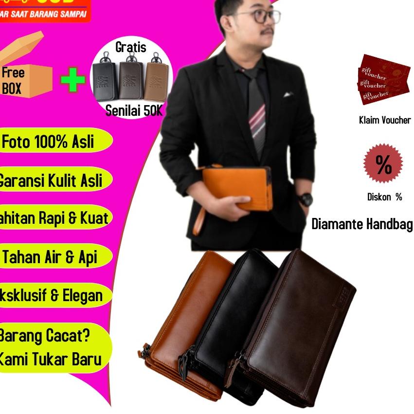 {AD.18Oc22ᵞ} Tas Tangan Pria Kulit Asli Branded Handbag Hand Bag Pouch Bag Kulit Asli Pria Original 
