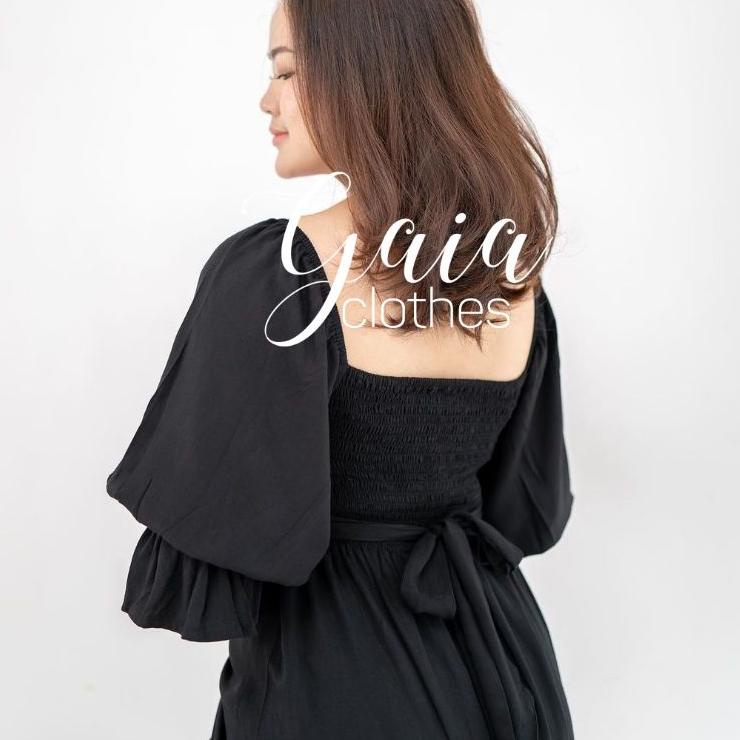 Stok Terbaru Pauline Dress  WOLFIS Jumbo Size | Dress Party Big Size Tali Serut Bawah | Midi Dress K