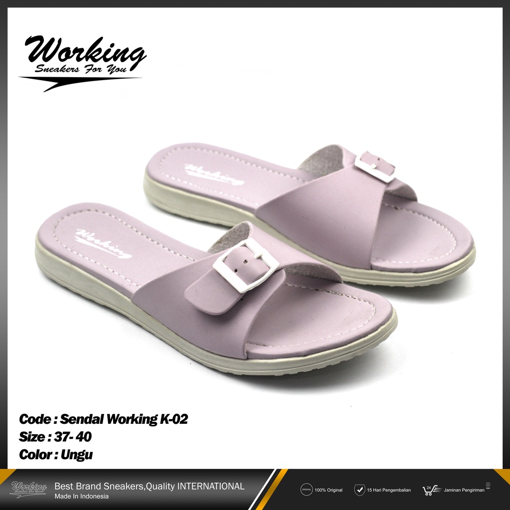 Sandal Slop Wanita Working K-02 Sendal Selop Wedges Terbaru Kekinian