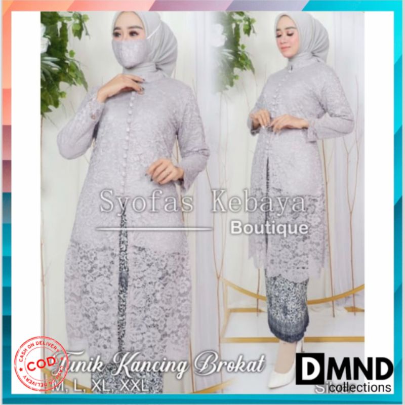 SETELAN TUNIK BROKAT KANCING/TUNIK MODERN/TUNIK TERLARIS