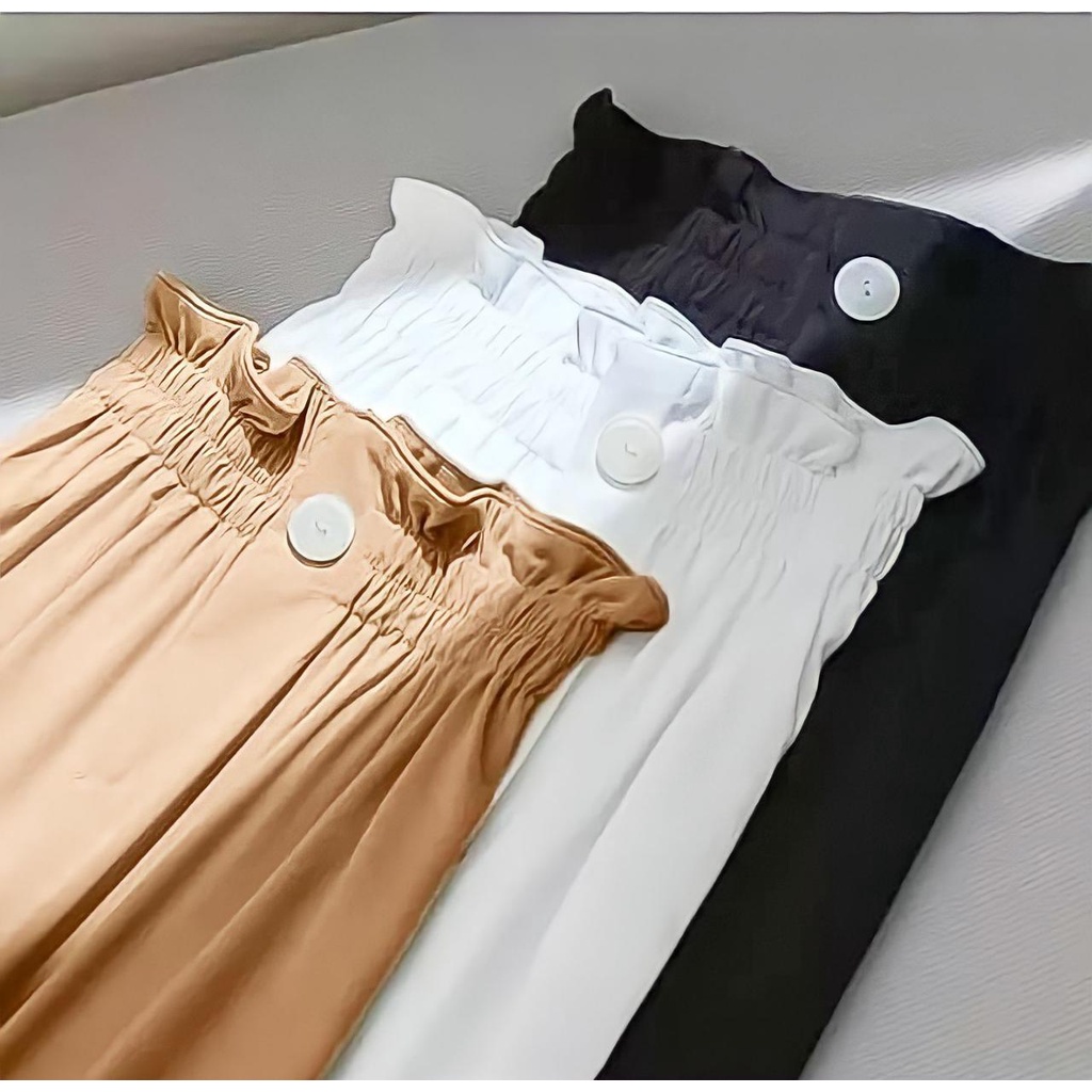 DOBBY PANTS - CELANA WANITA - KULOT KERUT - KANCING DEPAN - CELANA KULOT