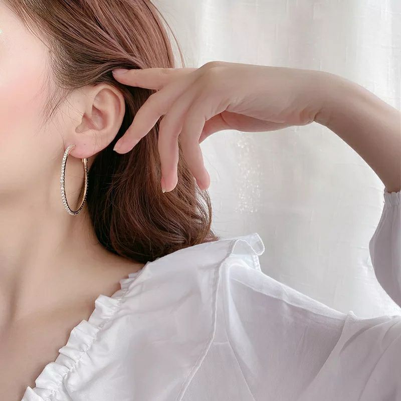 Anting Wanita Tusuk Gantung Bulat Permata Anting Stud