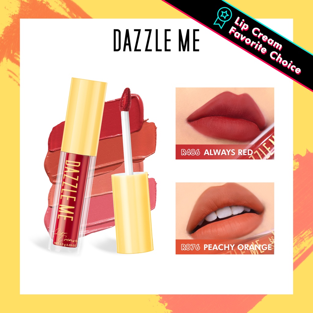 DAZZLE ME Velvet Matte Lip Cream | Vitamin E Waterproof Lipstik Pigmented Tahan Lama BPOM 2,5g