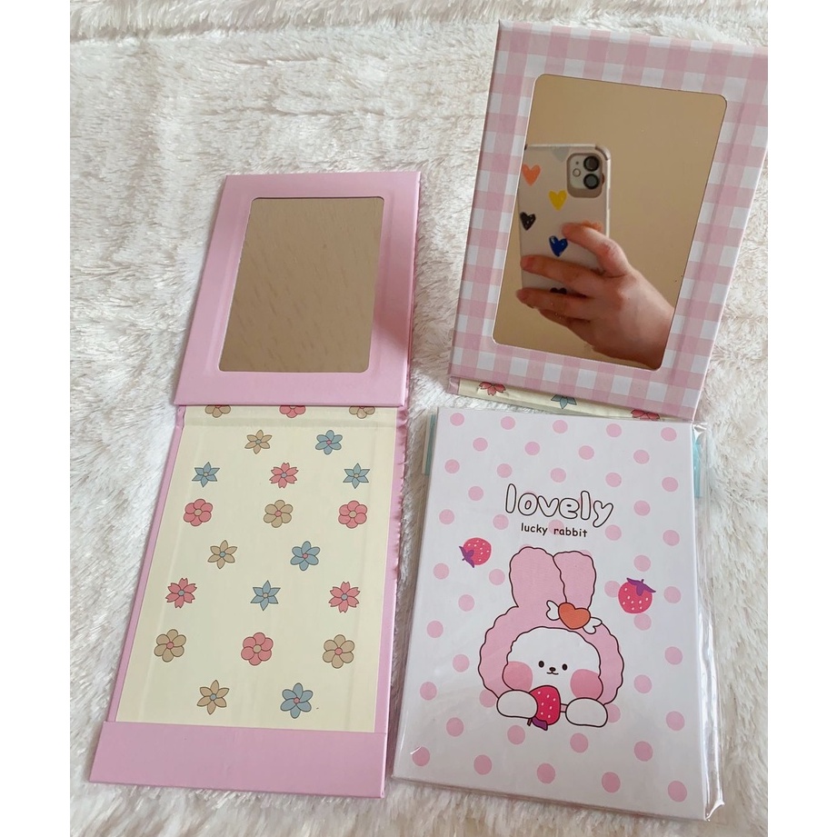 CERMIN KACA RIAS LIPAT PORTBALE ANEKA MOTIF &amp; UKURAN / CERMIN RIAS BUKU LIPAT KOREA / KACA ALBUM