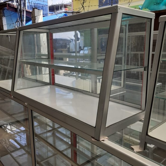 Display Etalase Kaca Warteg Model Miring