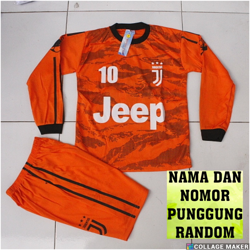 baju bola kiper juventos/ setelan baju bola anak juve orange