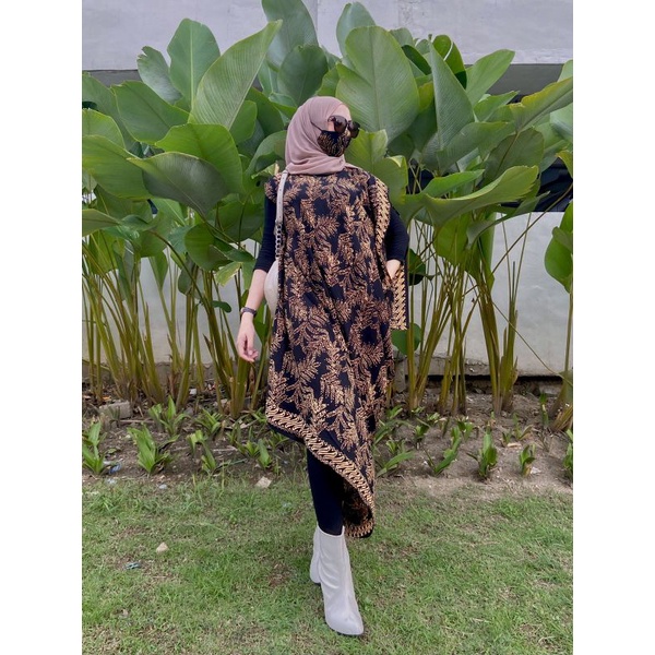 kaftan asimetris - gamis batik - baju muslim jumbo - kaftan rayon