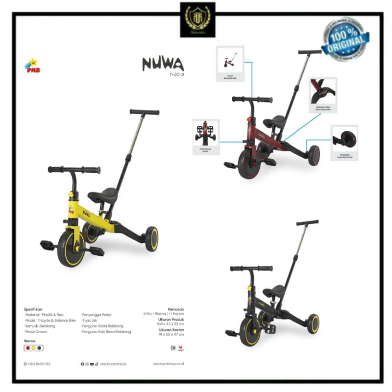 sepeda anak R3 PMB Nuwa T20-9 / Push Bike Nuwa