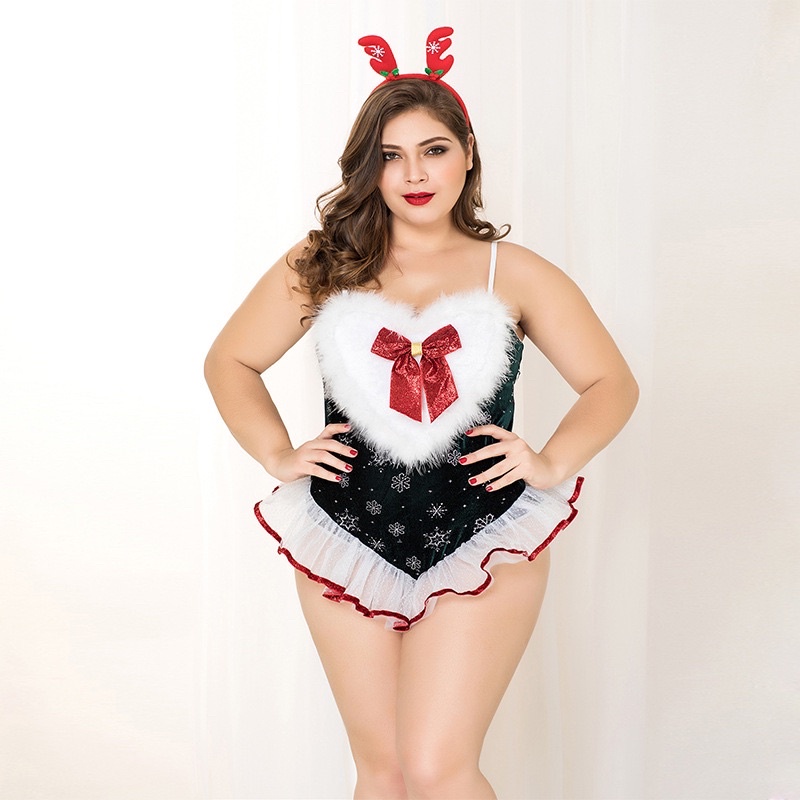 Lingerie Cosplay jumbo wanita christmas natal plus size baju tidur big size import sexy