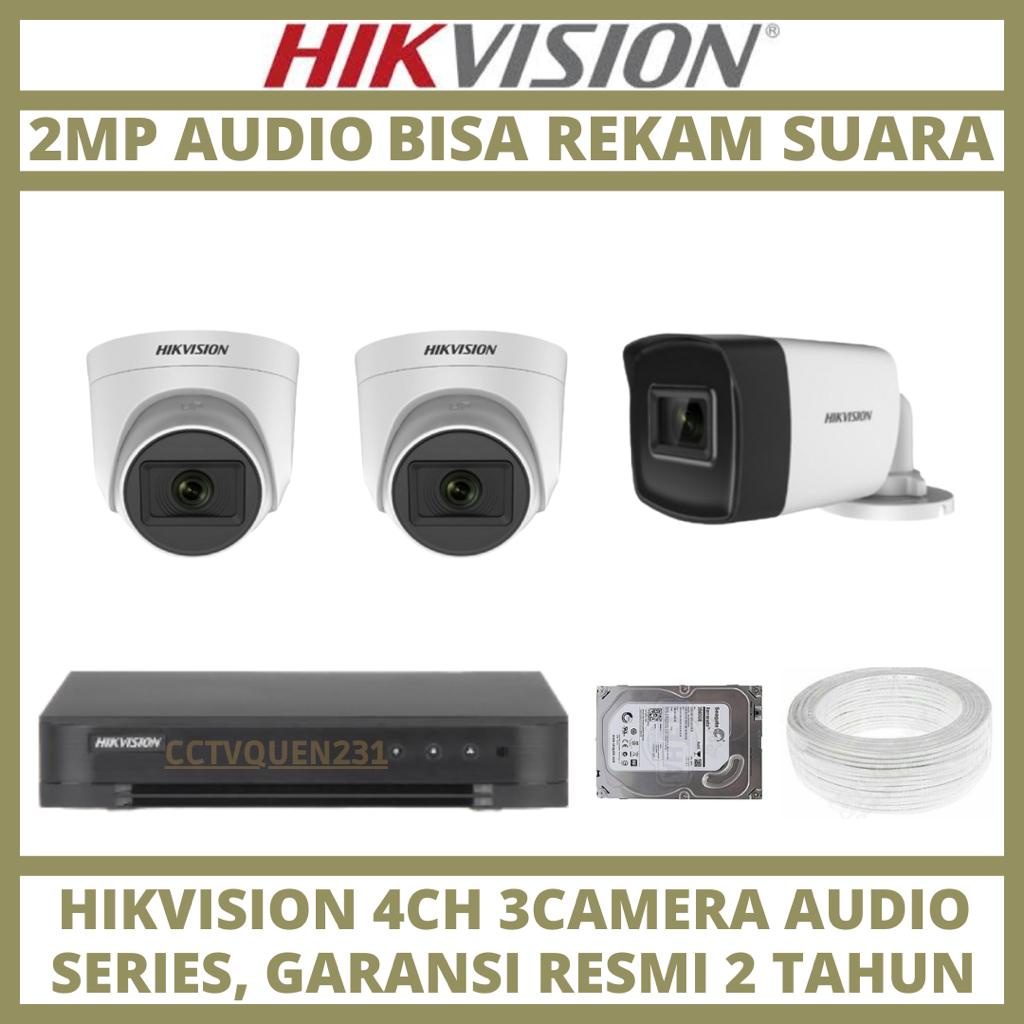 PAKET CCTV HIKVISION 2MP 4 CHANNEL 3 CAMERA TURBO HD KAMERA CCTV