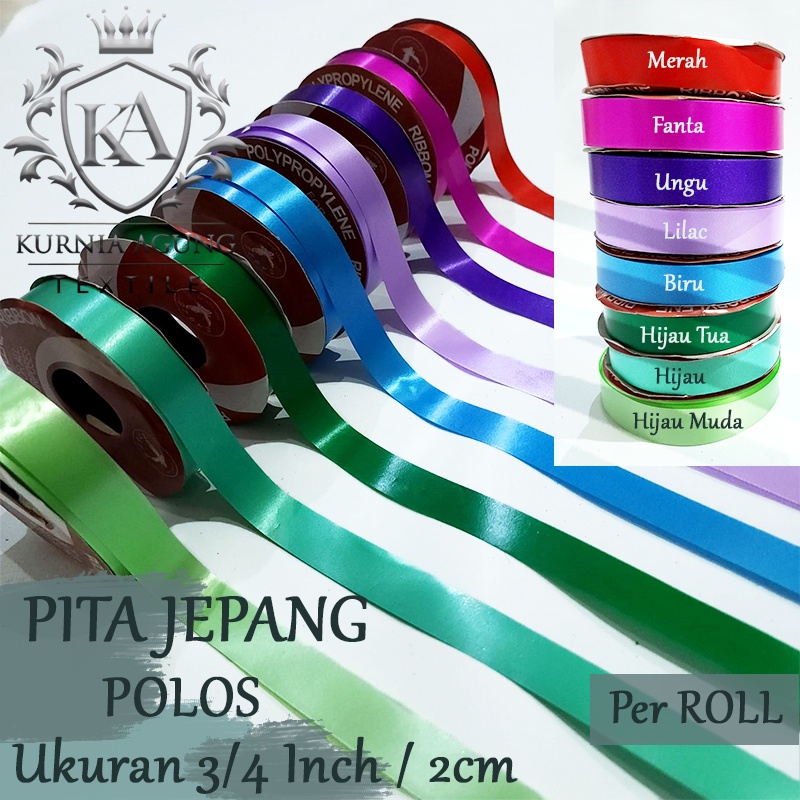 Pita Jepang Pita Kado Pita Plastik POLOS Ukuran 3/4 Inch / -+ 1.7cm Pita Kado Souvenir Hampers ROLL