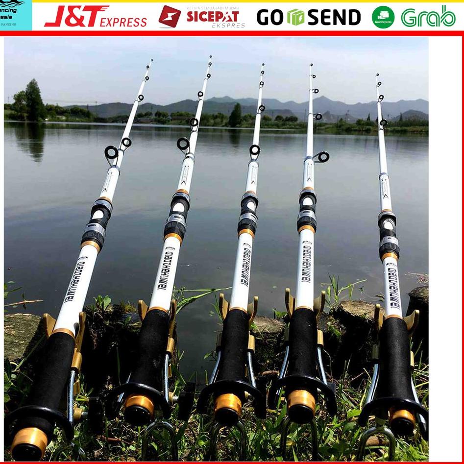 ✻Baru LEDQF GHOTDA Joran Pancing Laut Carbon Kuat Fiber Lentur Telescopic Antena Panjang 2.1m, 2.4m,