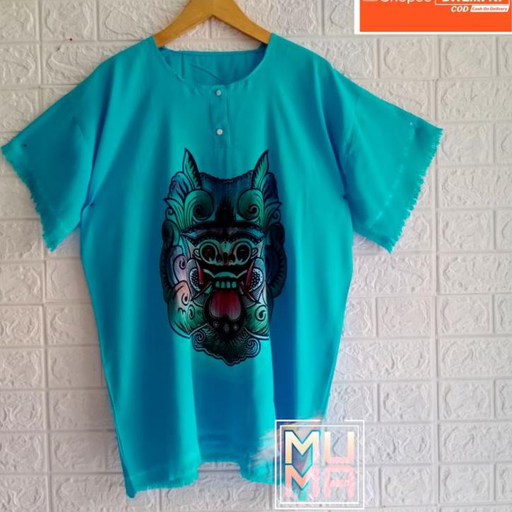 Ready AAFSC biru laut - baju Barong Bali pria wanita - Kaos Bali - Kaos Pantai - baju pria wanita - 