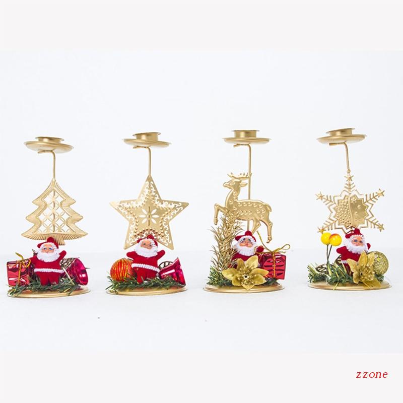 Holder Lilin Desain Santa Elk Snowflake Star Untuk Dekorasi Meja Pesta Pernikahan
