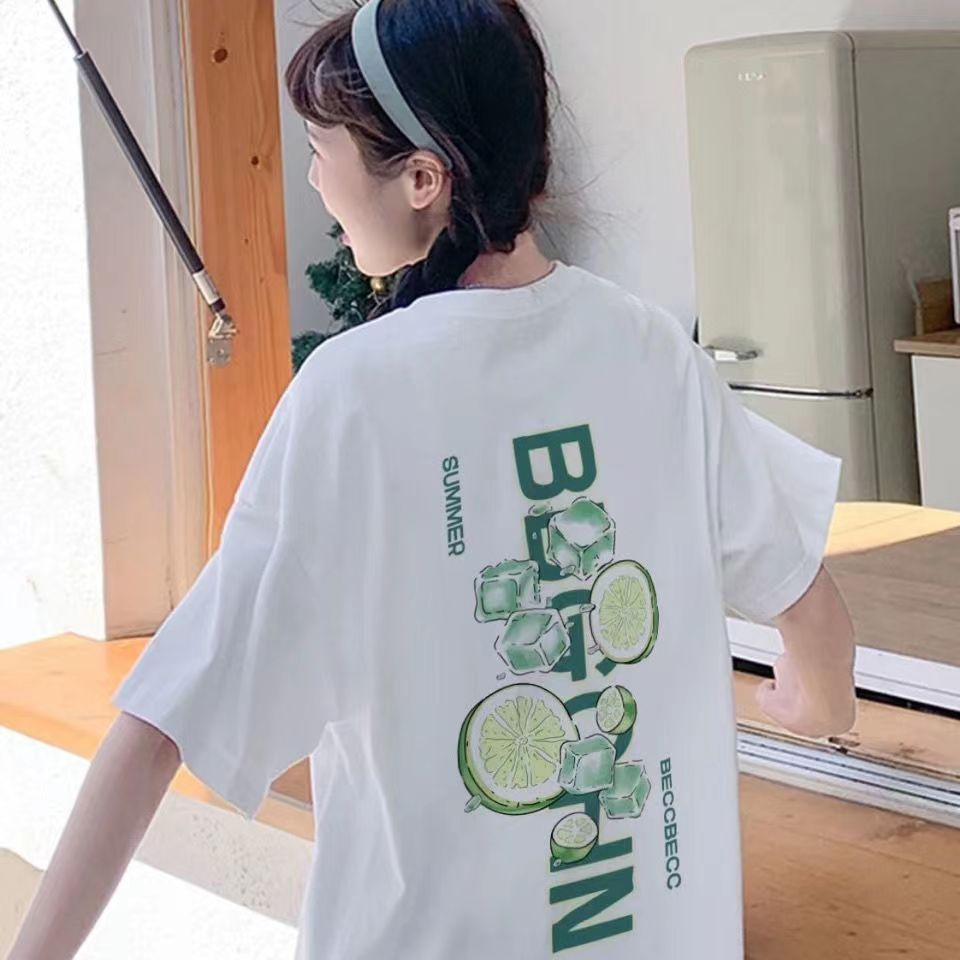kaos pendek print fashion / baju atasan wanita premium / baju oversize wanita murah / kaos kerah bulat unisex（realpict）