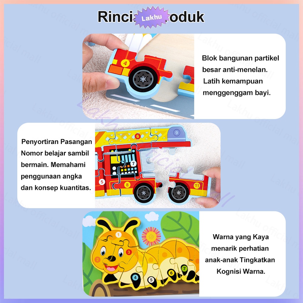 JCHO 3D puzzle kayu anak mainan edukasi jigsaw puzzle wooden toys