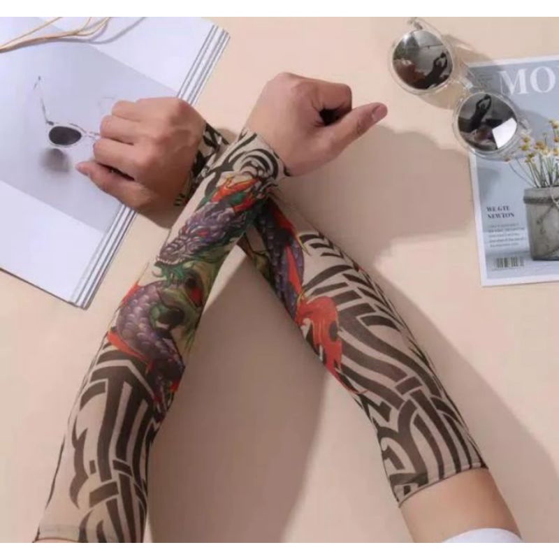 Manset tato tatto Sarung Lengan Motif tato arm Sleeve Pria wanita